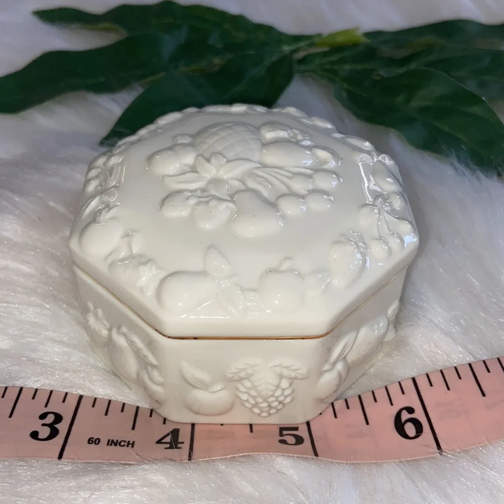 Vintage Lenox Fruits Of Life Handcrafted Porcelain Ceramic Trinket Box